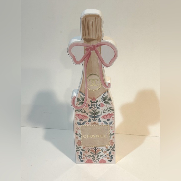 Picture of CHANEL | Accents | Chanel Floral Champagne Bottle Decor With Pink And ...